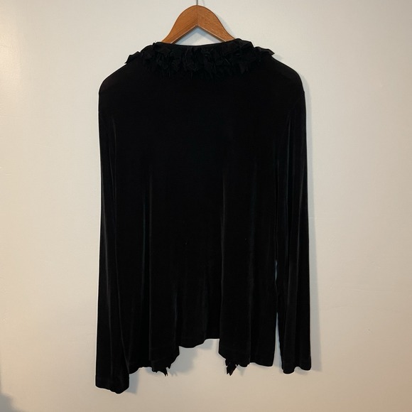 Chico's Travelers Black Slinky LS Ruffled Cardigan Women's‎ 3 US XL - Picture 4 of 5